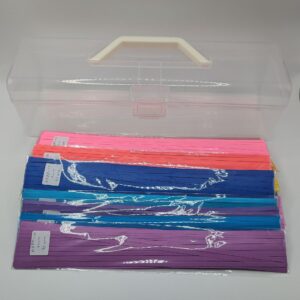 Assorted packs of lightweight 90 GSM matte finish quilling paper with bonus midweight packs and plastic carrying case