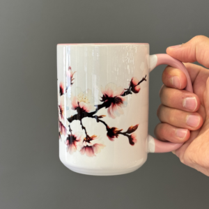 Elegant Pink Cherry Blossom Mug – Artistic Ceramic Design
