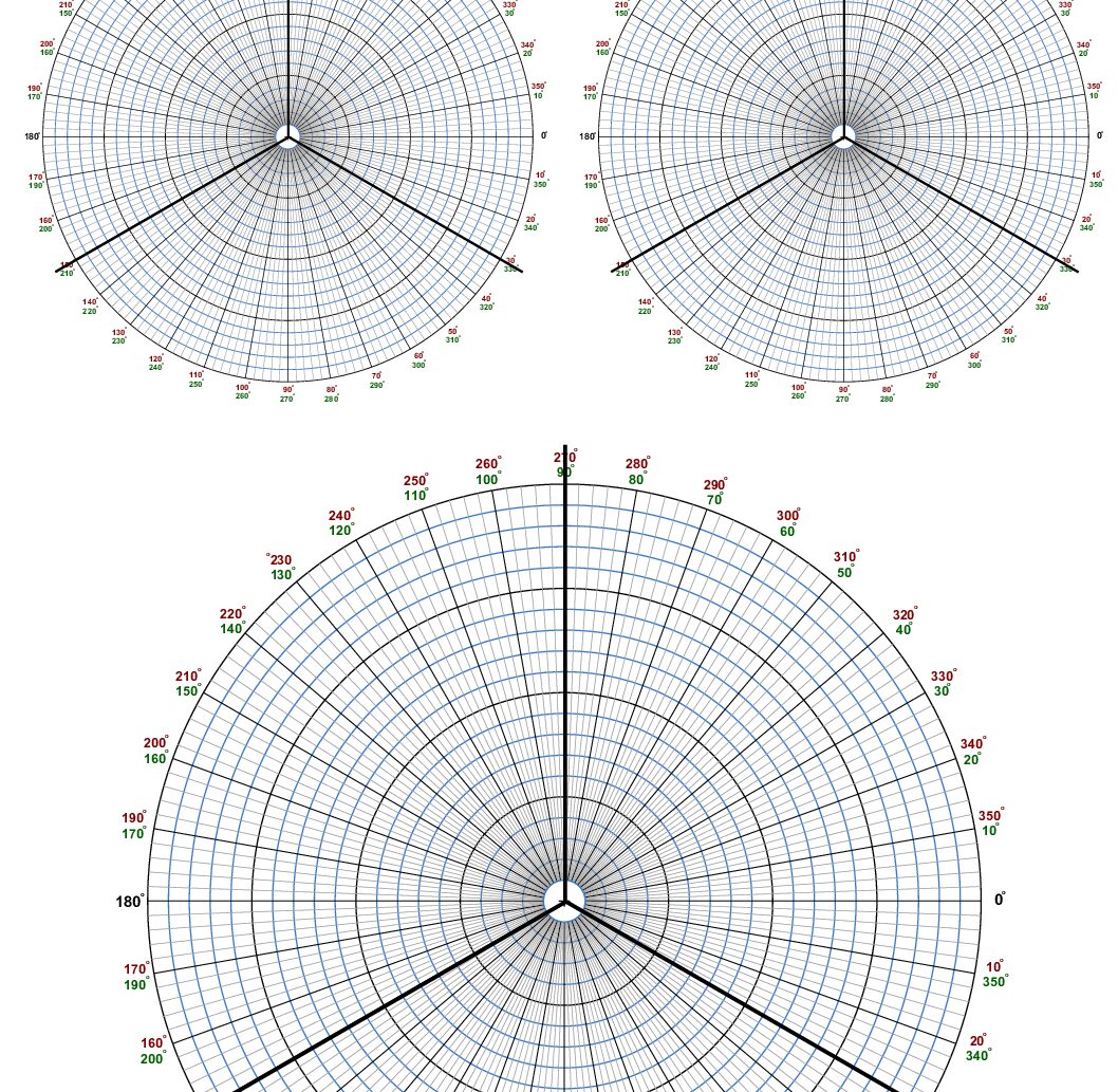 Compass Paper: Pie Chart Quilling Board Printable Circular Symmetry Guide. 3, 7 & 9 slice, 2 universal